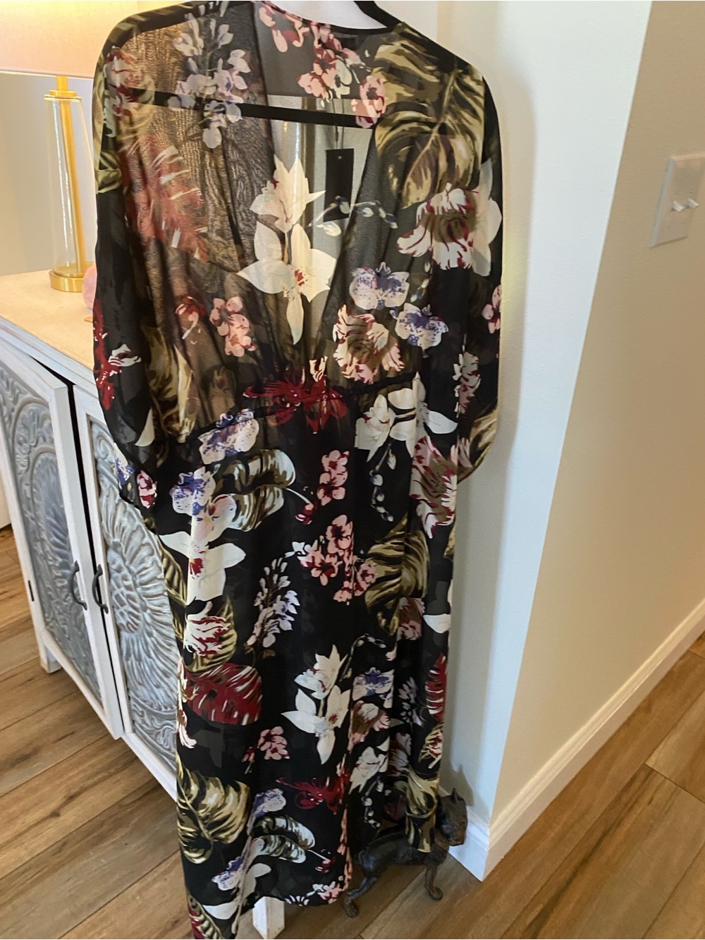 Black Floral Sheer Maxi Dress